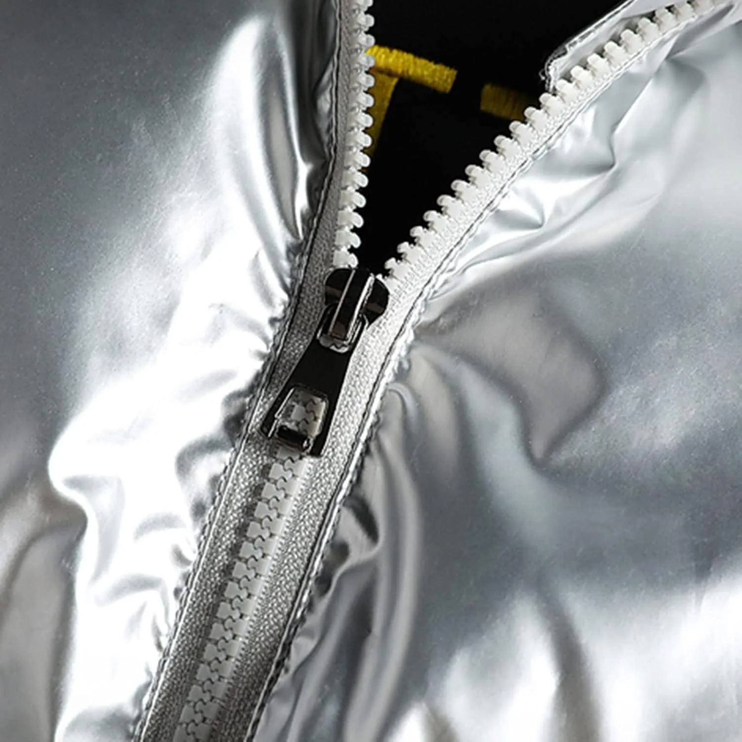 Men's Down Jackets & Coats Puffer Hooded Solid Coat Shiny Reflective Padded Jacket Trendy Plus Size Bubble Jacket