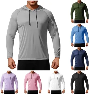 Mens Fishing Shirts Raglan Long Sleeve Sun Protection Rash Guard Hiking Fishing Swim Tops SPF 50  UV T Shirt Hoodies