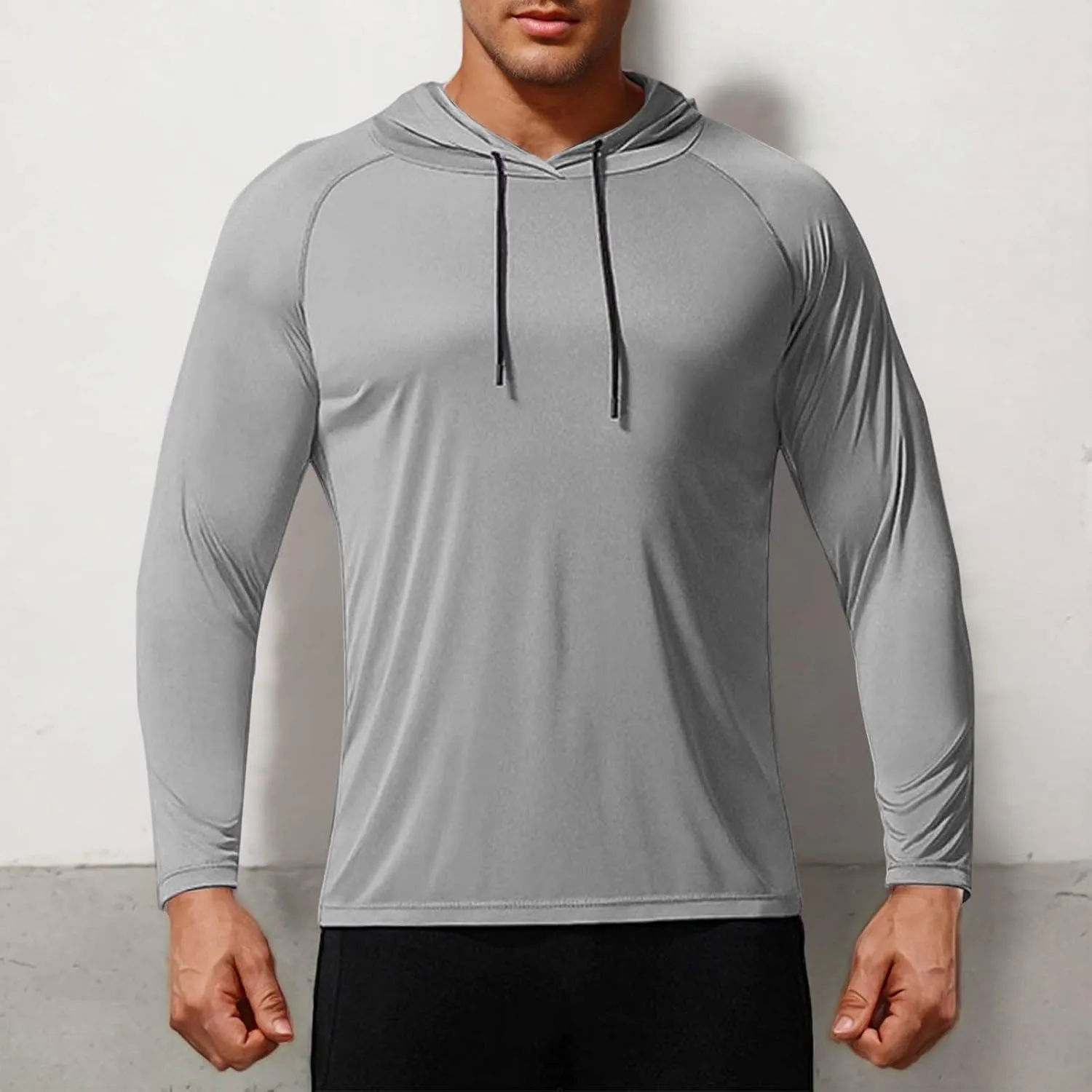 Mens Fishing Shirts Raglan Long Sleeve Sun Protection Rash Guard Hiking Fishing Swim Tops SPF 50  UV T Shirt Hoodies