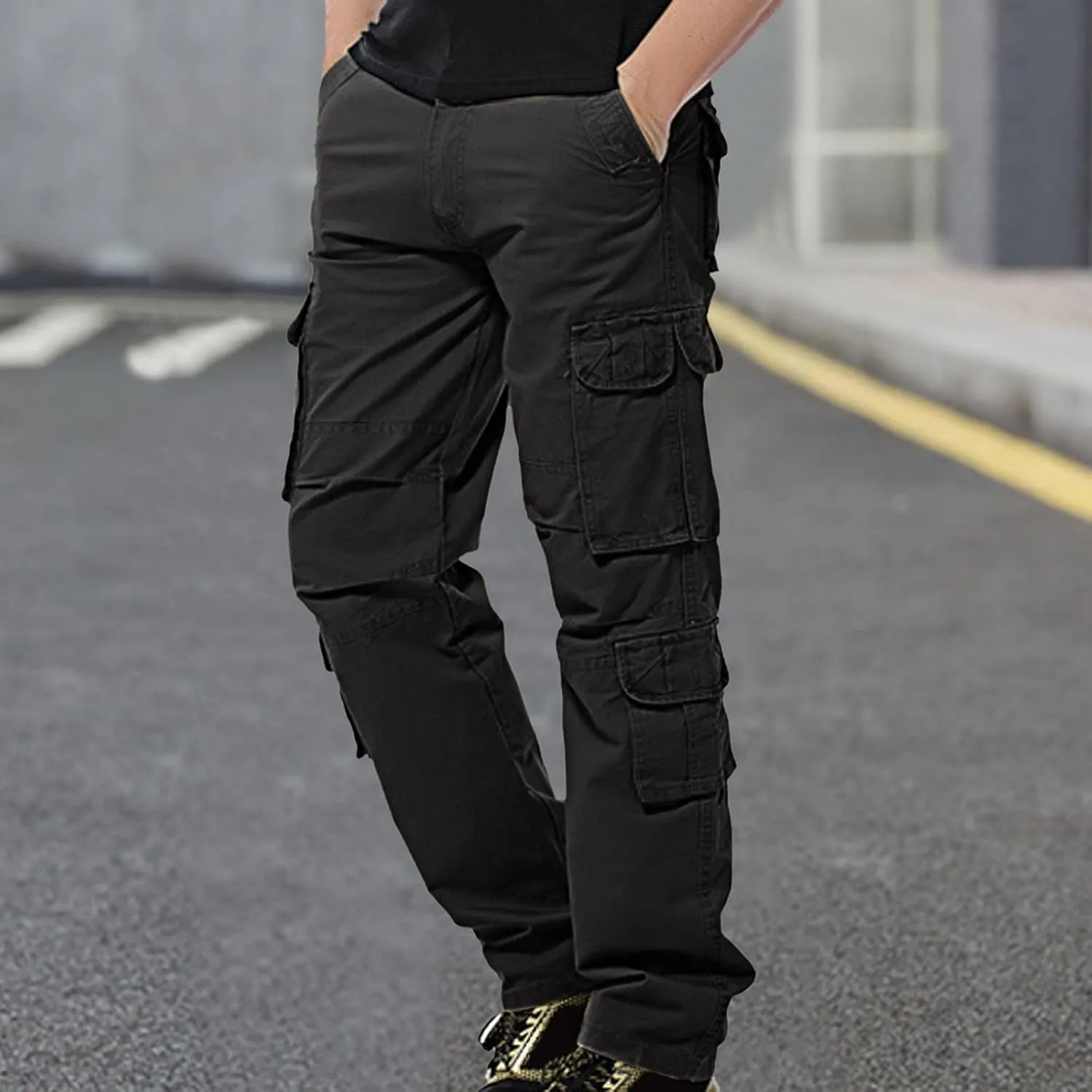 Men's Hiking Cargo Pants Relaxed Fit Baggy Multi-Pocket Track Pants Oversized Workout Sports Joggers Sweatpants