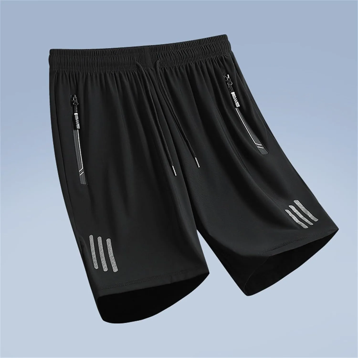 Men's Ice Silk Shorts Sport Lightweight Shorts Breathable Short Pants Pocket with Zip Sports Trousers Active Men Shorts