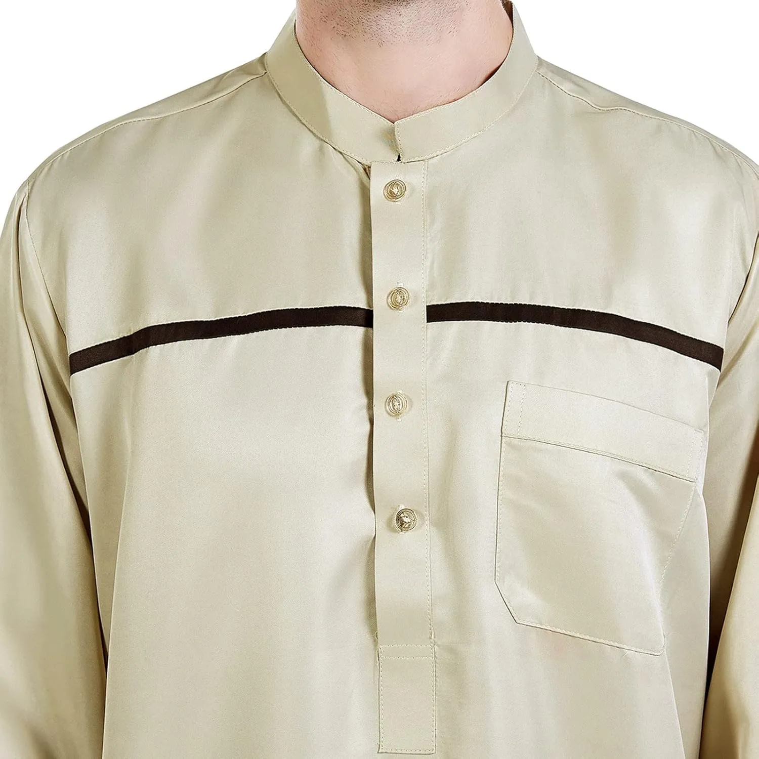 Men's Kaftan Robe Long Sleeve V Neck Nightshirts Thobe Button Down Henley Casual Side Split Gown Shirt Sleepwear Tops