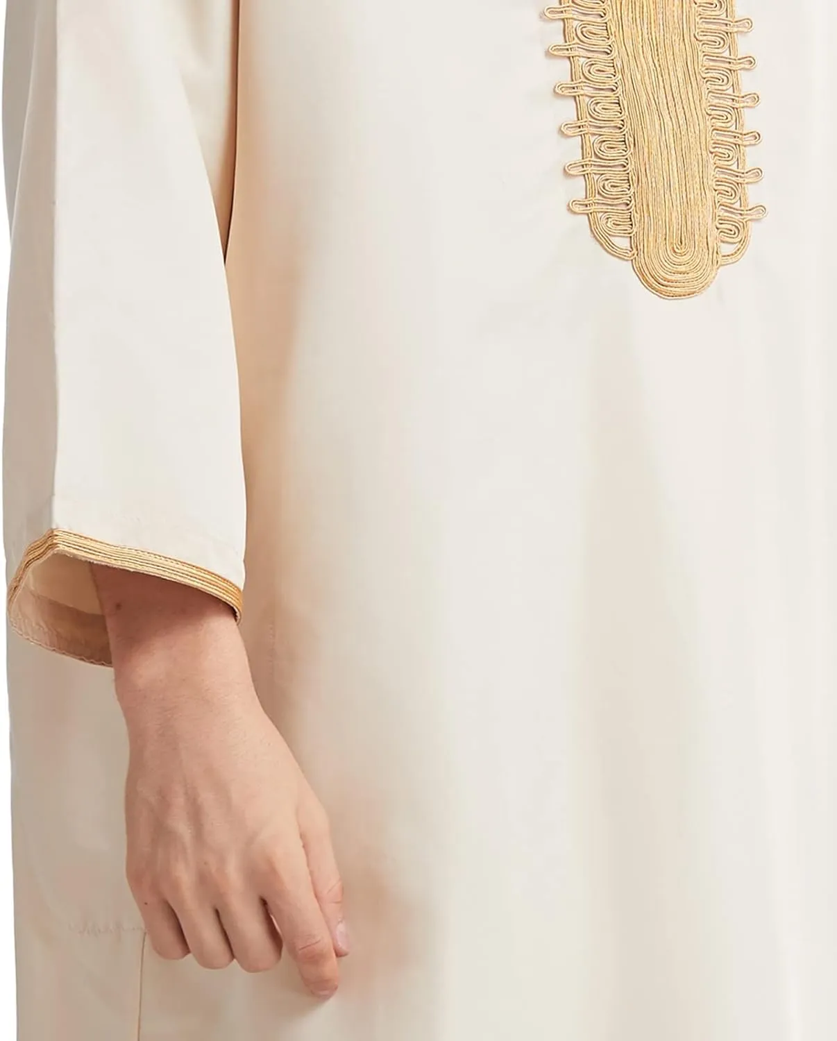 Men's Kaftan Robe Long Sleeve V Neck Nightshirts Thobe Button Down Henley Casual Side Split Gown Shirt Sleepwear Tops