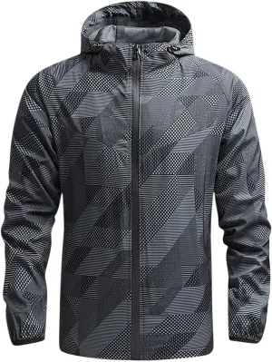 Mens Lightweight Softshell Jacket Windproof Water Resistant Hooded Hiking Travel Outwear Full Zip Windbreaker Jackets