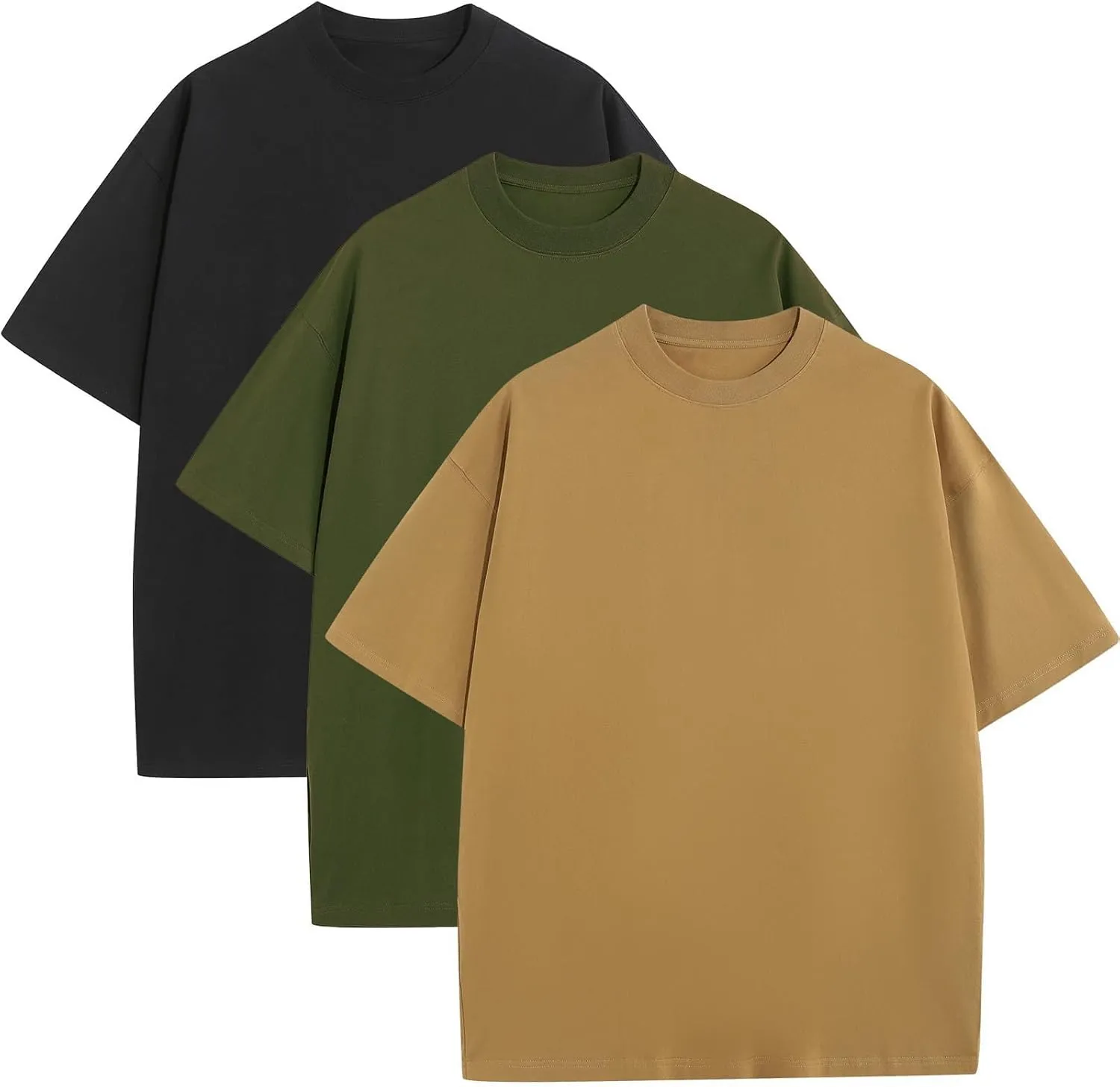 Mens Oversized T-Shirts Fashion Loose Fit Crewneck Tshirt Streetwear Heavyweight Short Sleeve Tee Shirt Gym Workout Tops