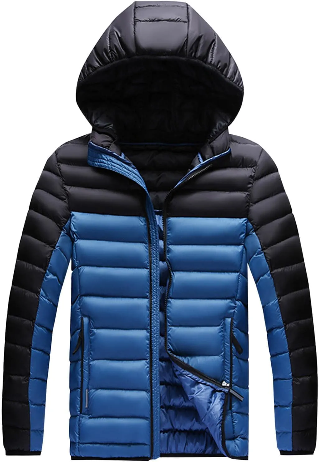 Men's Puffer Jacket Lightweight Hooded Quilted Down Coat Warm Insulated Winter Puffy Jacket Parka Windproof Outerwear