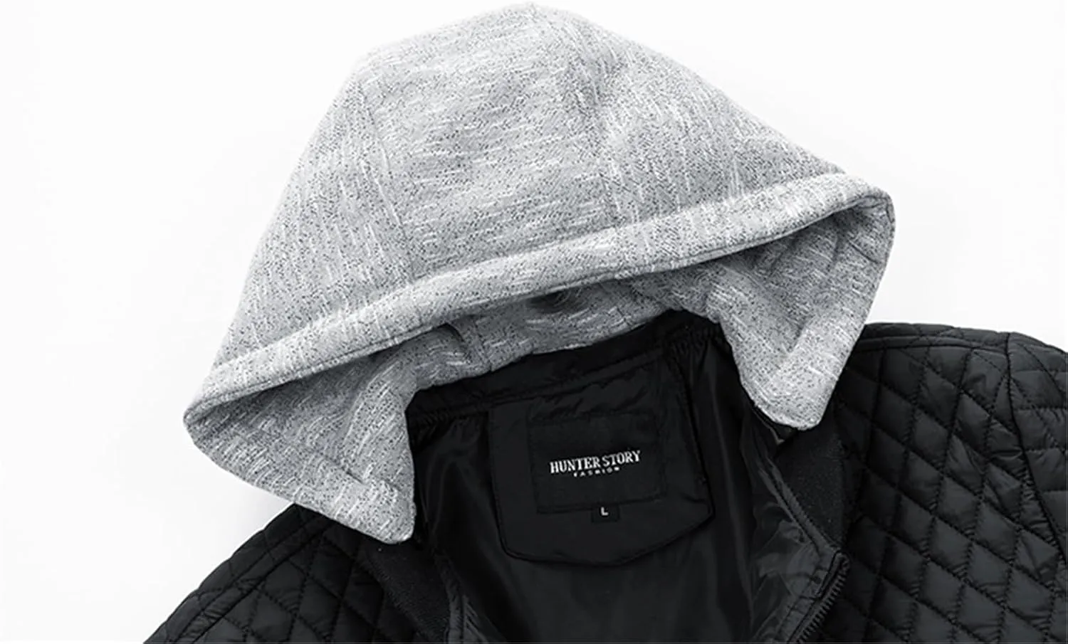 Men's Quilted Sherpa Lined Bomber Jacket Zipper Outdoor Casual Fleece Fall Winter Coat Detachable Hood with Pockets