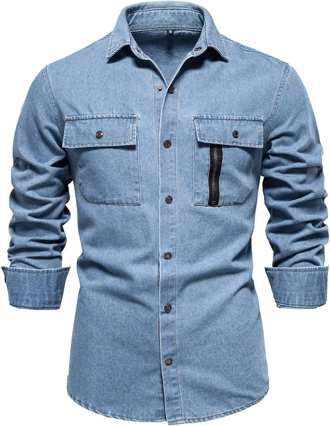 Men'S Trendy Motorcycle Denim Jacket Mens Jacket Trade Trend Code Denim Shirt