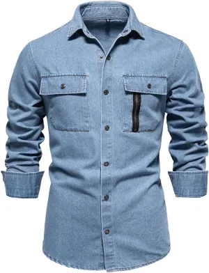 Men'S Trendy Motorcycle Denim Jacket Mens Jacket Trade Trend Code Denim Shirt