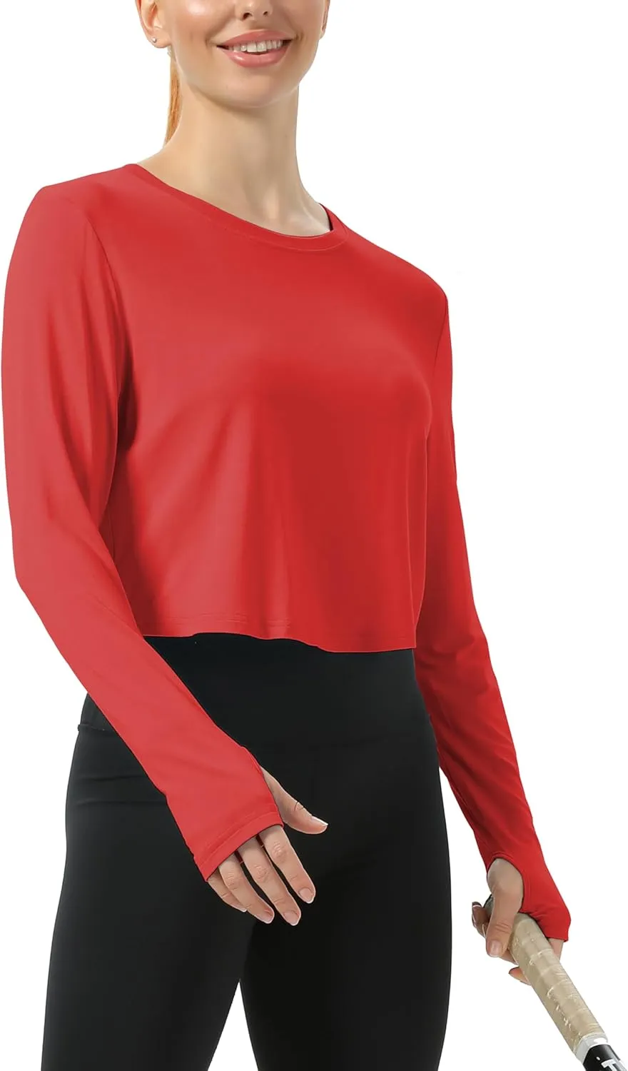 Mippo Cropped Long Sleeve Tops Workout Athletic Yoga Gym Crop Tops for Women Loose Fit