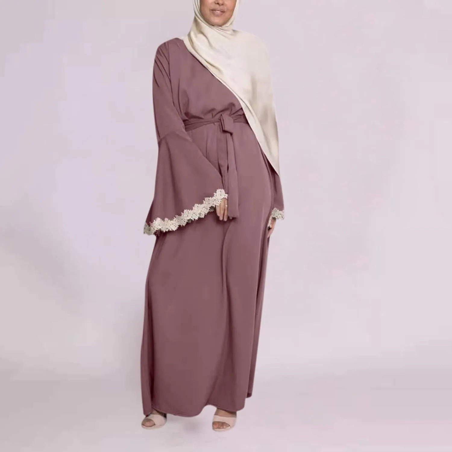 Muslim Dresses for Women Trendy 2024 Arab Cake Long Dress Abaya Dress Islamic National Robe Elegant Kaftan with Belt