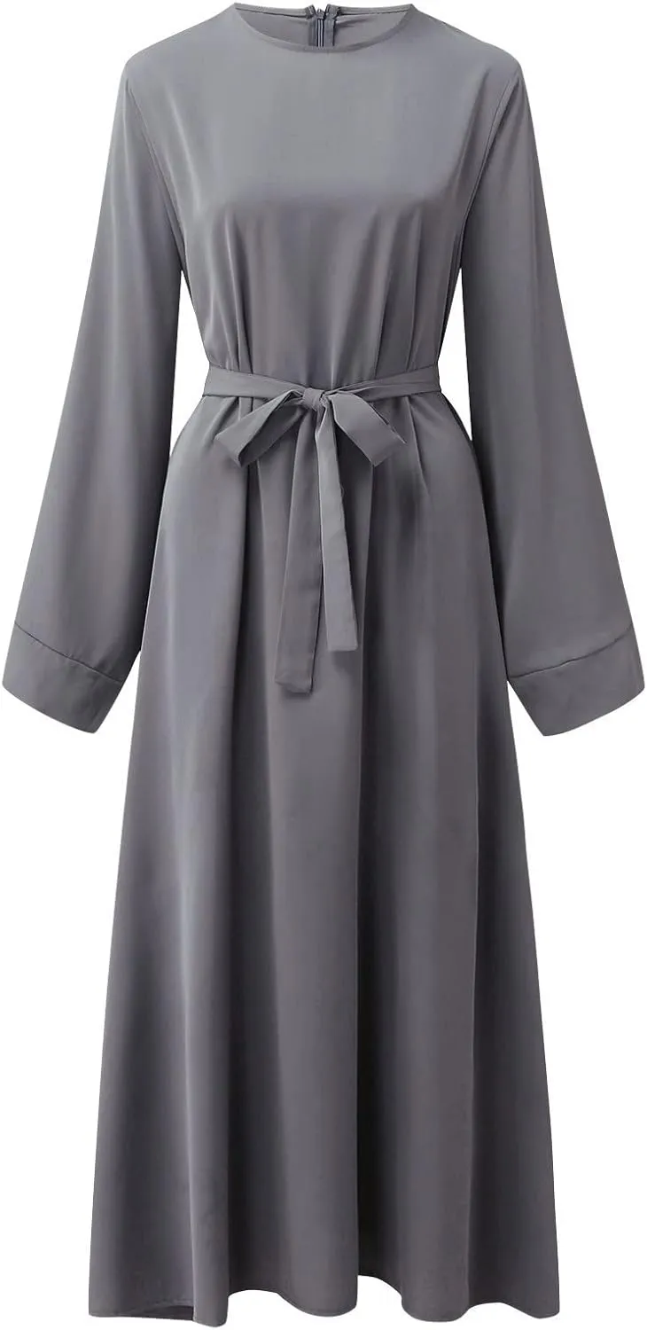 Muslim Dresses for Women Trendy 2024 Arab Cake Long Dress Abaya Dress Islamic National Robe Elegant Kaftan with Belt