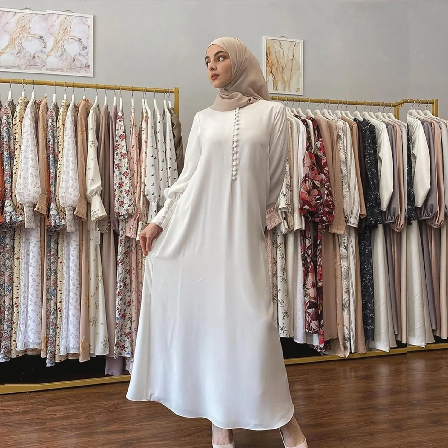 Muslim Dresses for Women Trendy 2024 Arab Cake Long Dress Abaya Dress Islamic National Robe Elegant Kaftan with Belt