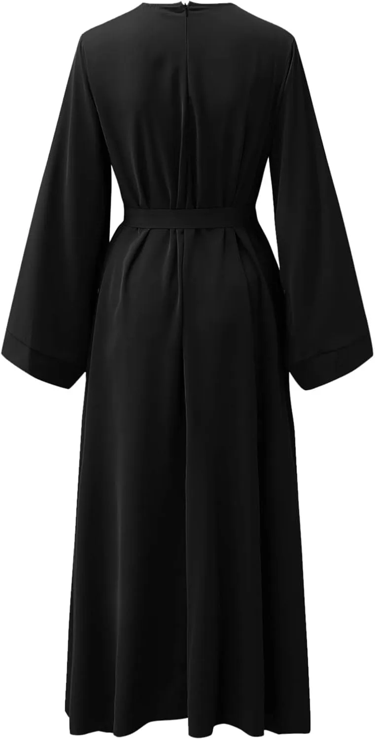 Muslim Dresses for Women Trendy 2024 Arab Cake Long Dress Abaya Dress Islamic National Robe Elegant Kaftan with Belt