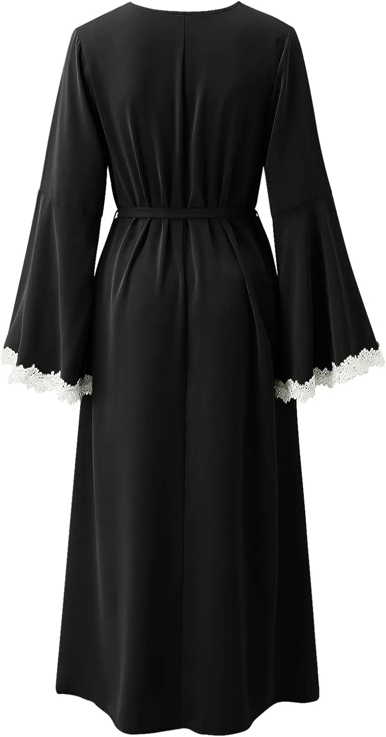 Muslim Dresses for Women Trendy 2024 Arab Cake Long Dress Abaya Dress Islamic National Robe Elegant Kaftan with Belt