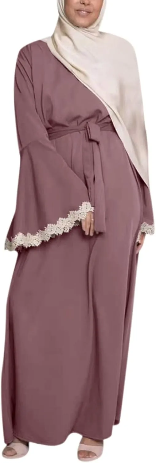 Muslim Dresses for Women Trendy 2024 Arab Cake Long Dress Abaya Dress Islamic National Robe Elegant Kaftan with Belt