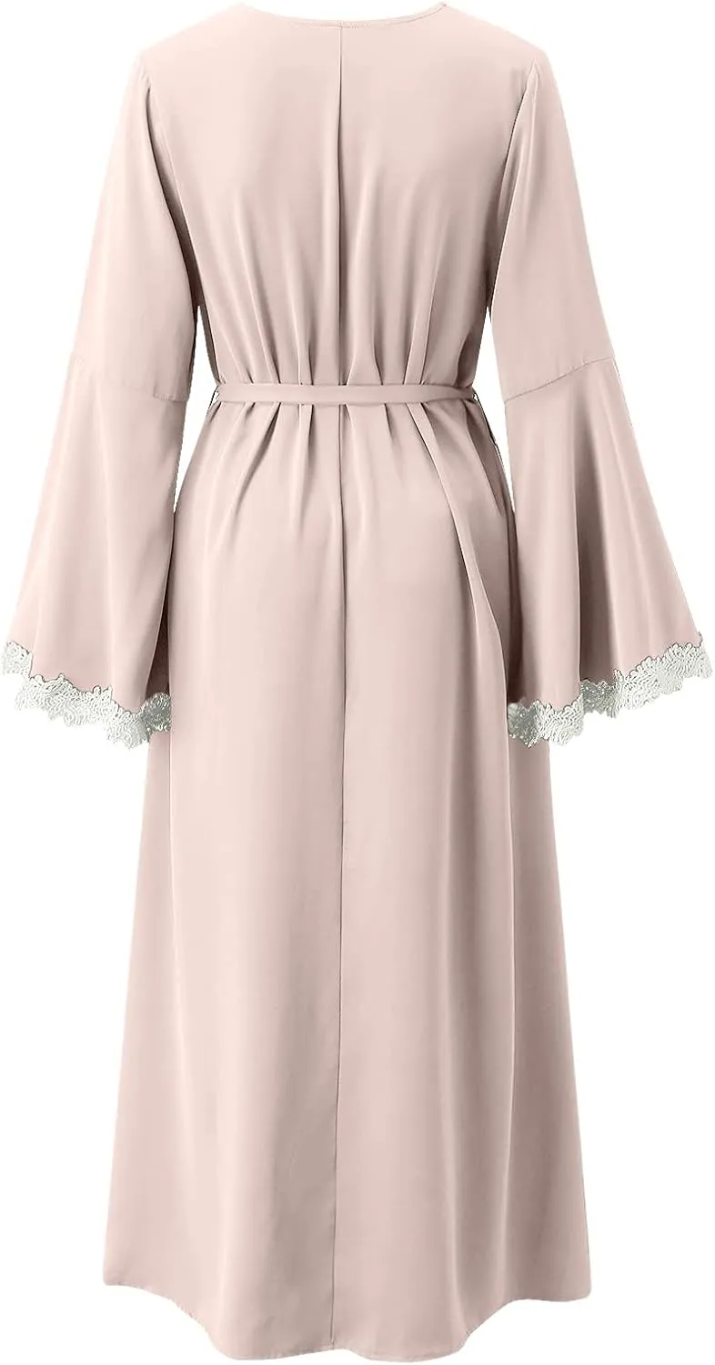 Muslim Dresses for Women Trendy 2024 Arab Cake Long Dress Abaya Dress Islamic National Robe Elegant Kaftan with Belt