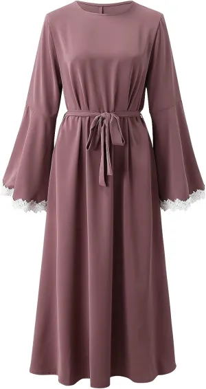 Muslim Dresses for Women Trendy 2024 Arab Cake Long Dress Abaya Dress Islamic National Robe Elegant Kaftan with Belt