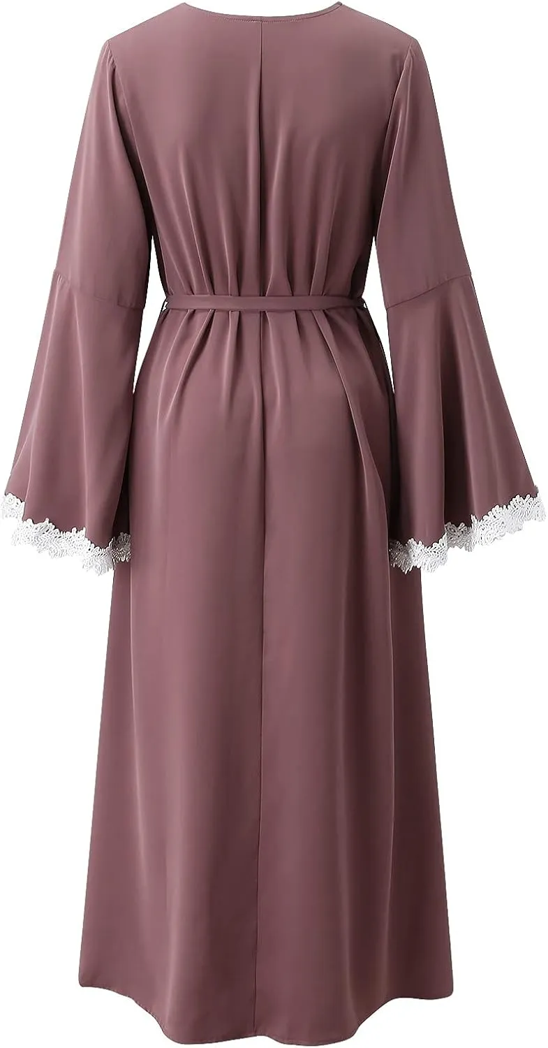 Muslim Dresses for Women Trendy 2024 Arab Cake Long Dress Abaya Dress Islamic National Robe Elegant Kaftan with Belt