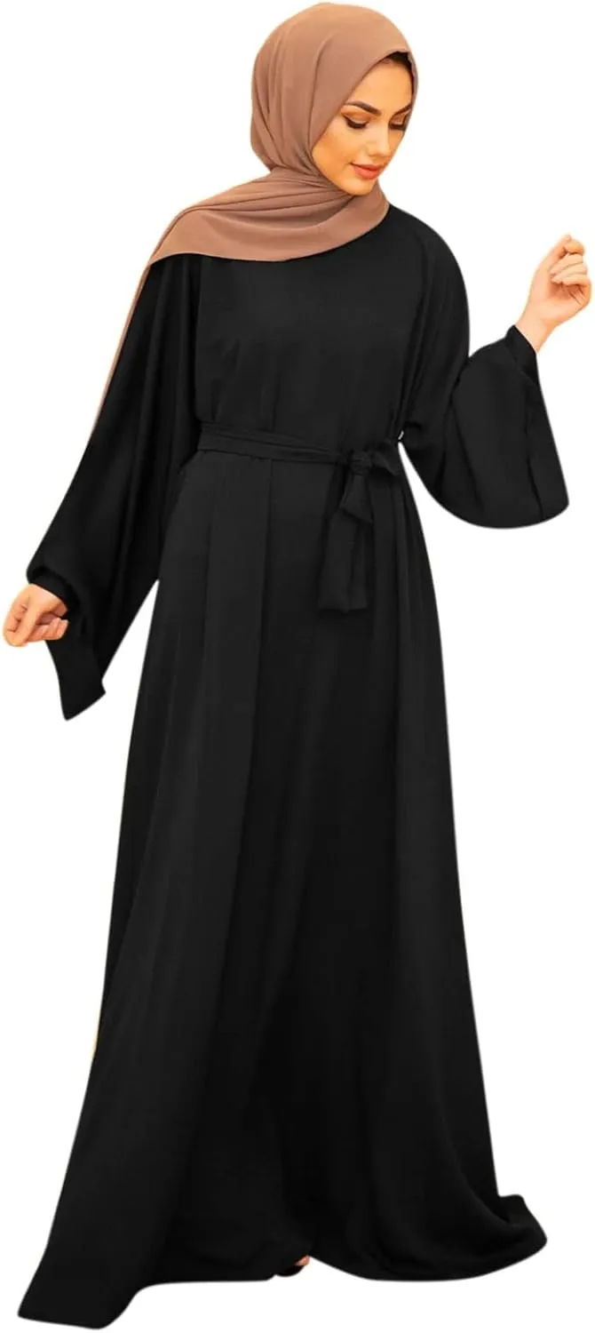 Muslim Dresses for Women Trendy 2024 Arab Cake Long Dress Abaya Dress Islamic National Robe Elegant Kaftan with Belt