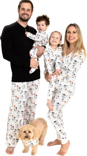 Owlivia Christmas Halloween Pajamas For Family, Organic Cotton Holiday Pajamas Matching Sets(2-Piece Women Pjs, Large, Happy Penguin)