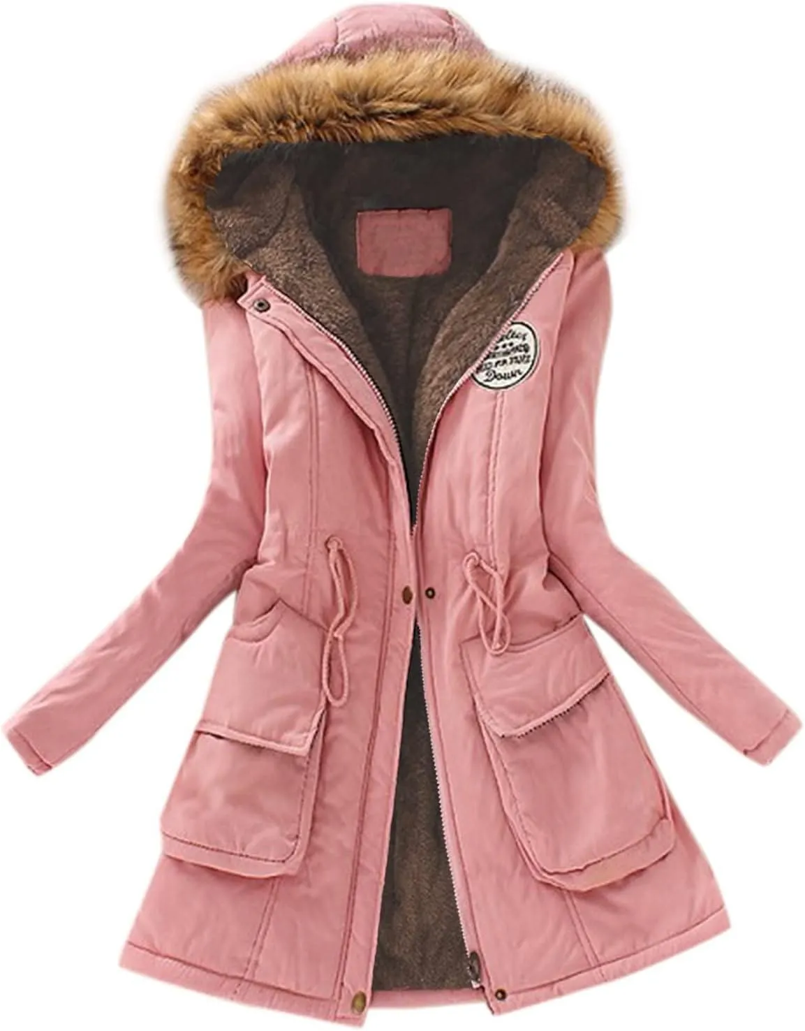 Plus Size Jacket for Women 2024 Winter Mid Length Thick Warm Lined Jacket Coat Warm Coat Hooded Jacket Slim Winter