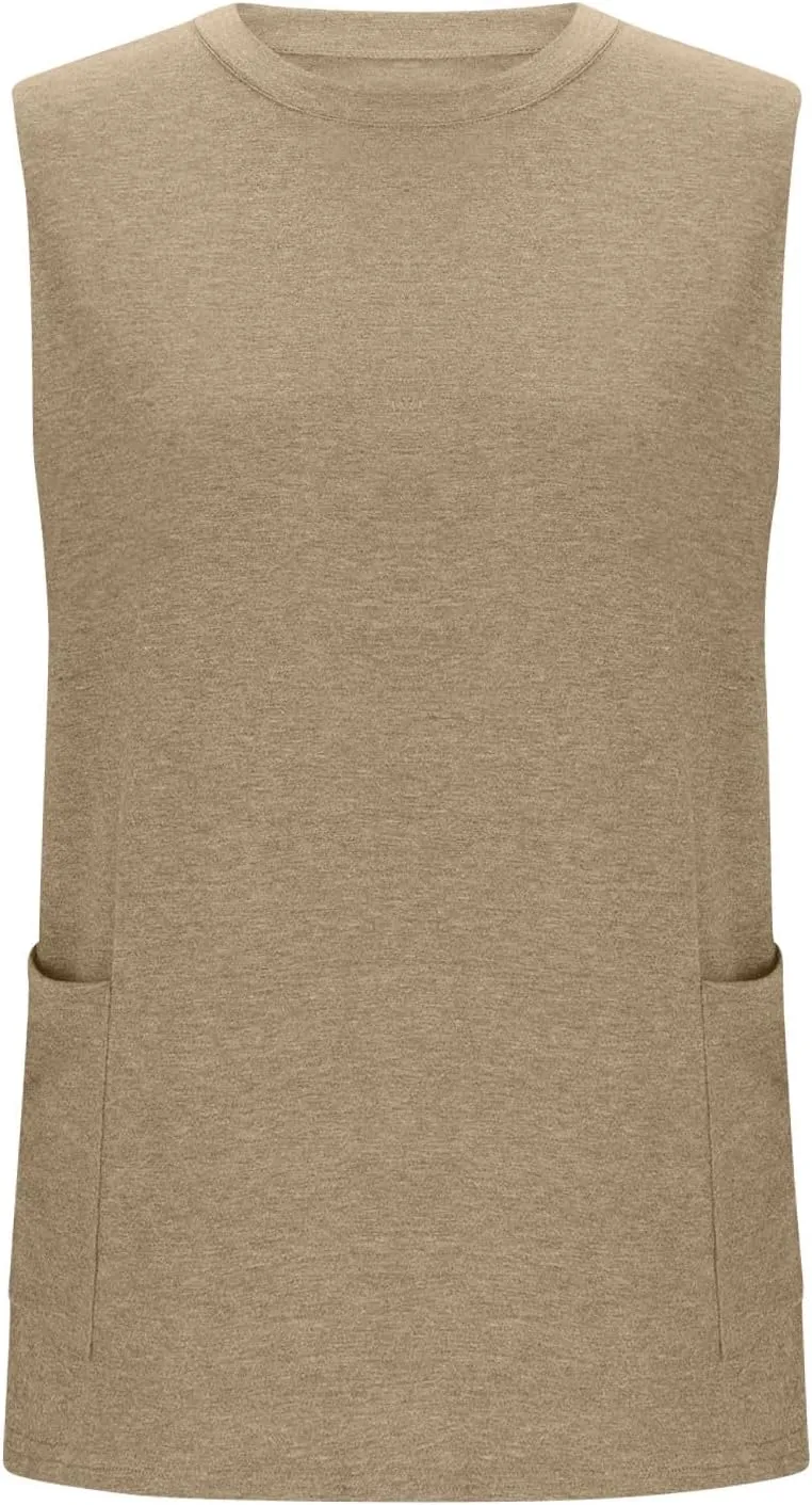 Plus Size Tanks for Women Summer Loose Fit Tunic Top Crew Neck Sleeveless Tee Workout Shirts with Pockets