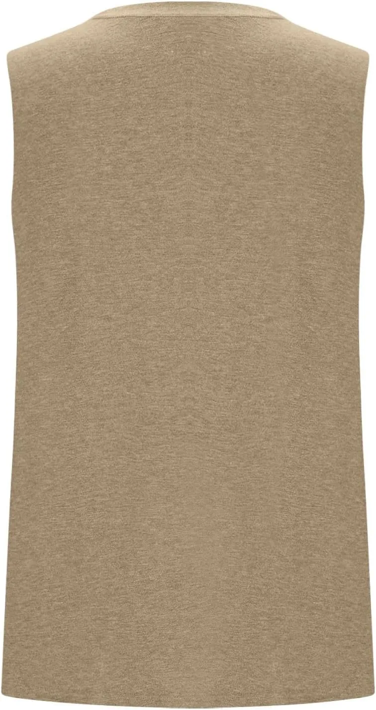 Plus Size Tanks for Women Summer Loose Fit Tunic Top Crew Neck Sleeveless Tee Workout Shirts with Pockets