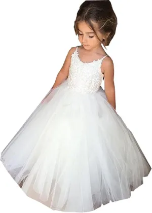 PLwedding Flower Girls Lace Tulle Ball Gowns First Communion Dresses