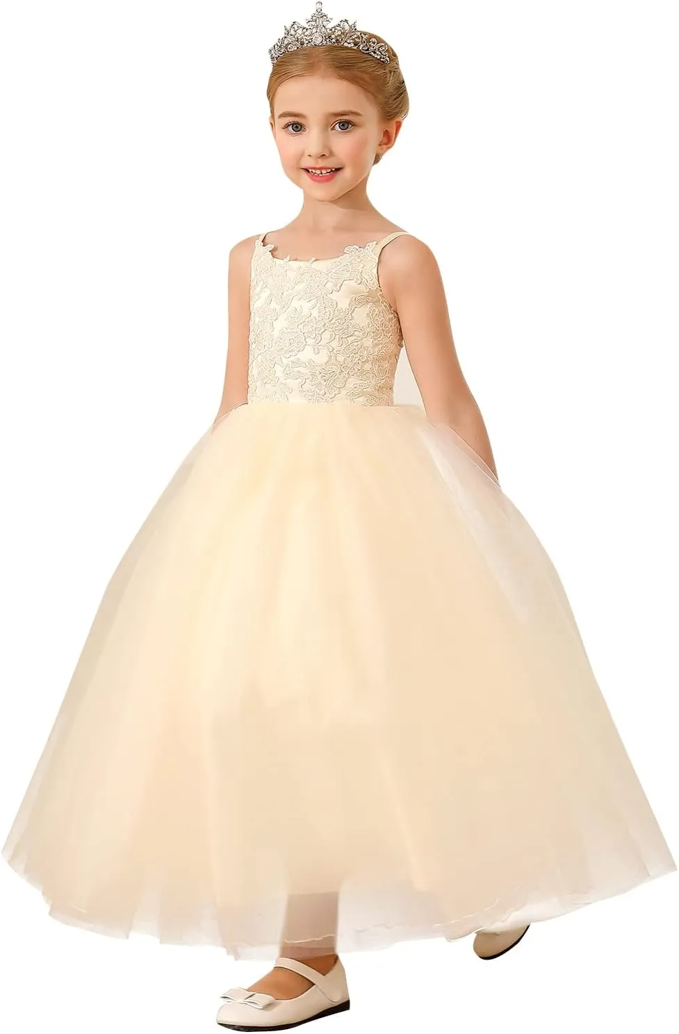PLwedding Flower Girls Lace Tulle Ball Gowns First Communion Dresses