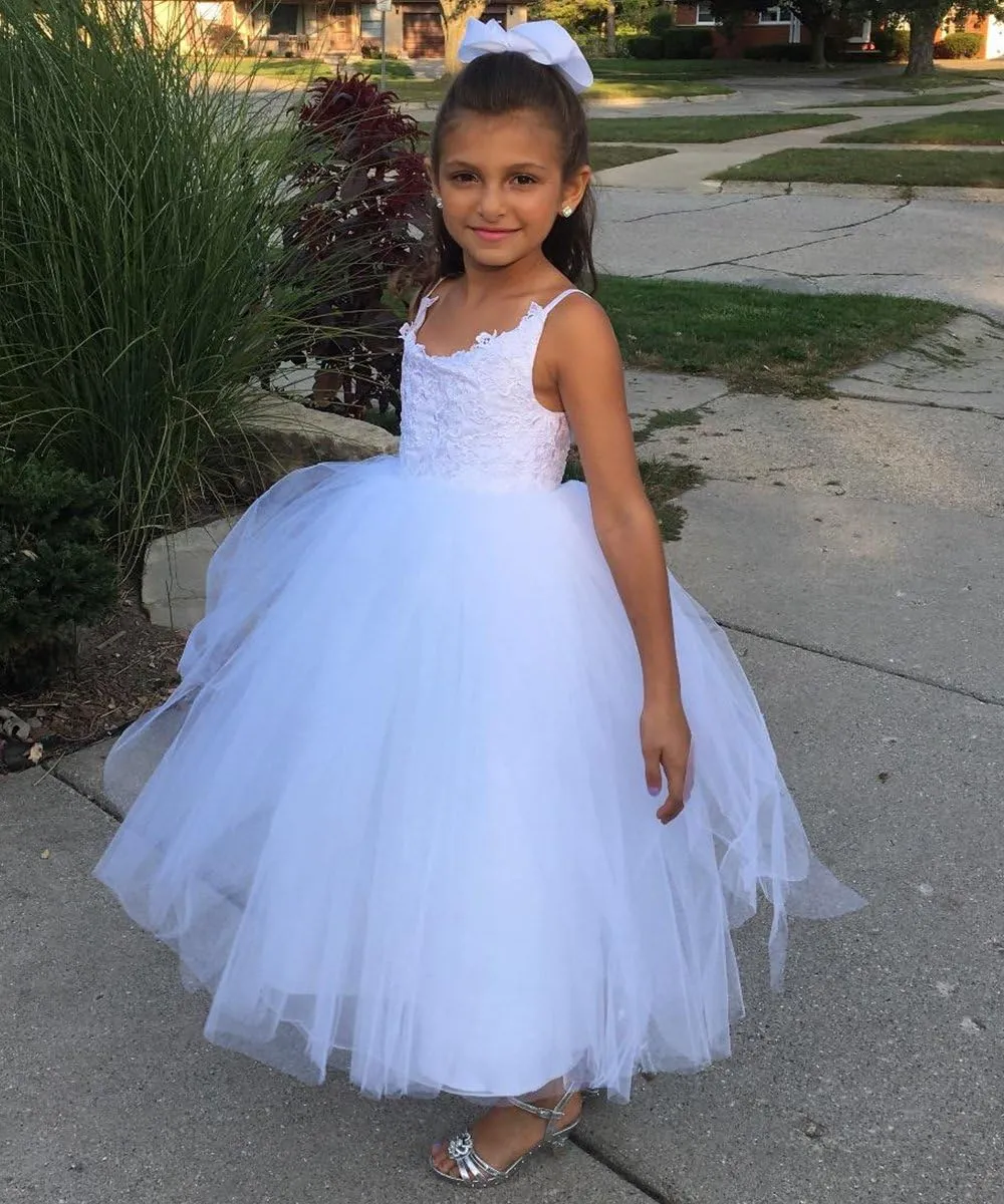 PLwedding Flower Girls Lace Tulle Ball Gowns First Communion Dresses