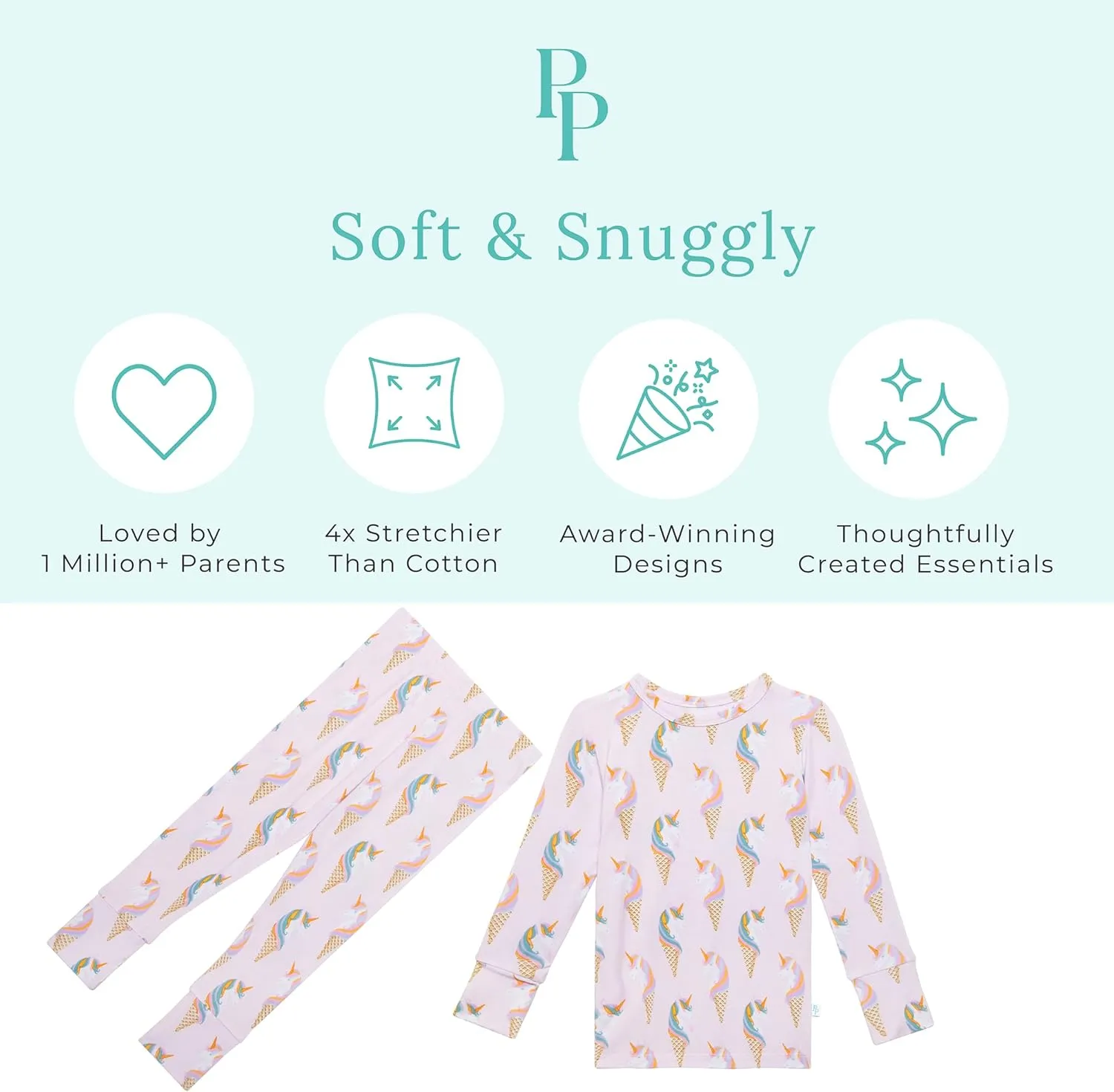 Posh Peanut Girls Pajamas - Soft, Viscose from Bamboo PJs for Kids - Matching, Long Sleeve Toddler Pajamas for Girls