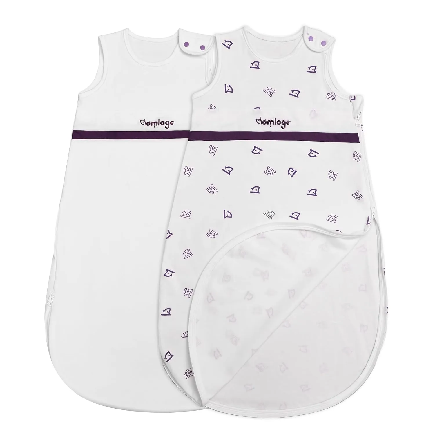 PuppyNap Baby Sleep Sack 2-Pack Set, 6-12 Months, 100% Organic Cotton with 2-Way Zipper