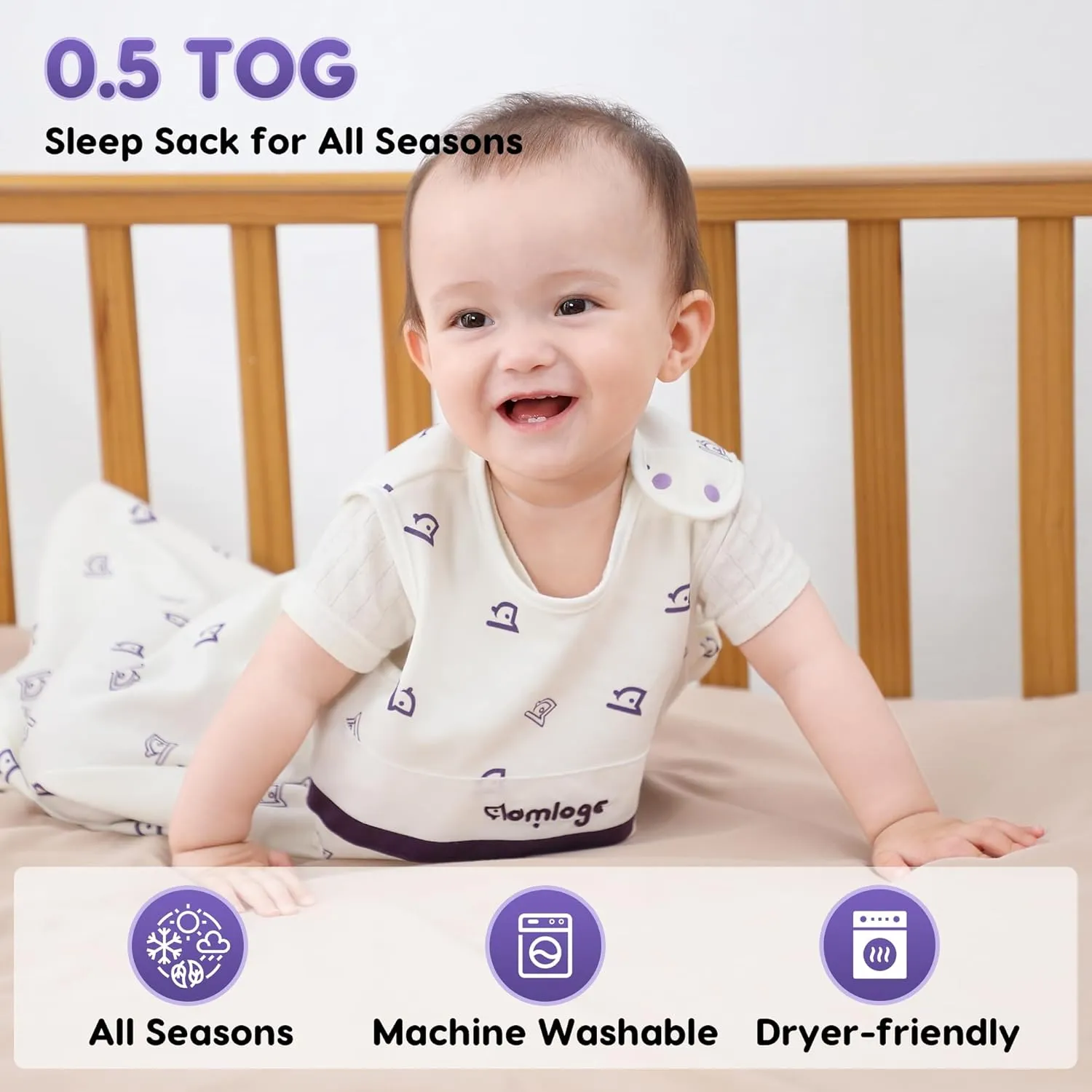 PuppyNap Baby Sleep Sack 2-Pack Set, 6-12 Months, 100% Organic Cotton with 2-Way Zipper