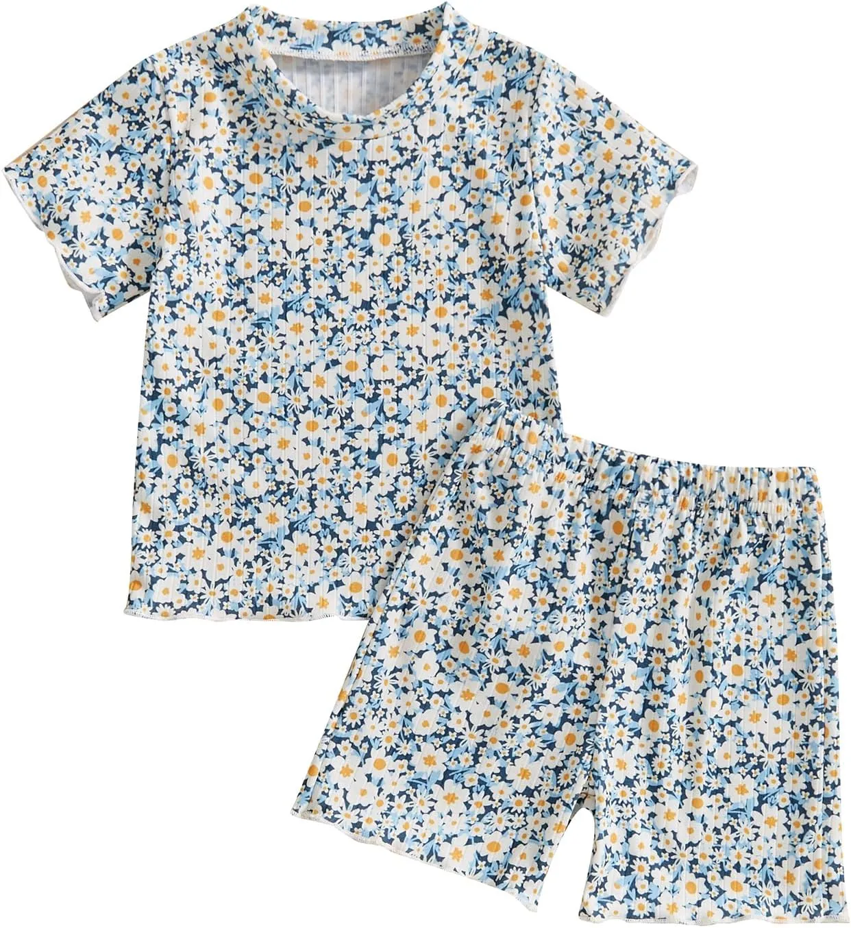 Qiylii Toddler Baby Girls Floral Short Pajamas Soft Cotton Pjs Tops and Shorts 2-Piece Summer Pajamas Clothes