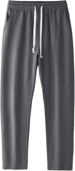 Relaxed Fit Pants Men Casual Elastic Waist Straight Leg Daily Wear Drawstring Lounge Streetwear Bottoms