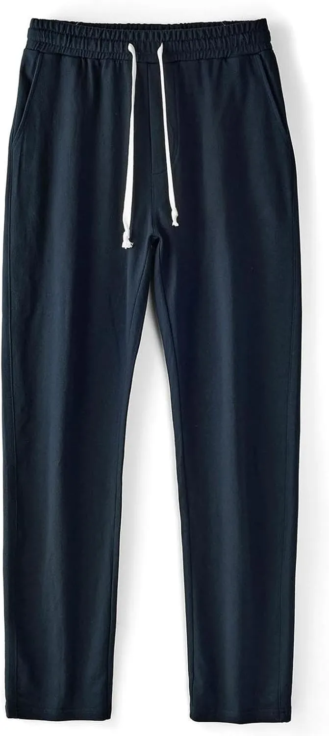 Relaxed Fit Pants Men Casual Elastic Waist Straight Leg Daily Wear Drawstring Lounge Streetwear Bottoms