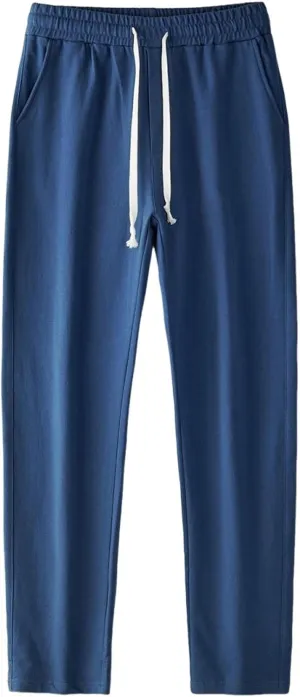 Relaxed Fit Pants Men Casual Elastic Waist Straight Leg Daily Wear Drawstring Lounge Streetwear Bottoms
