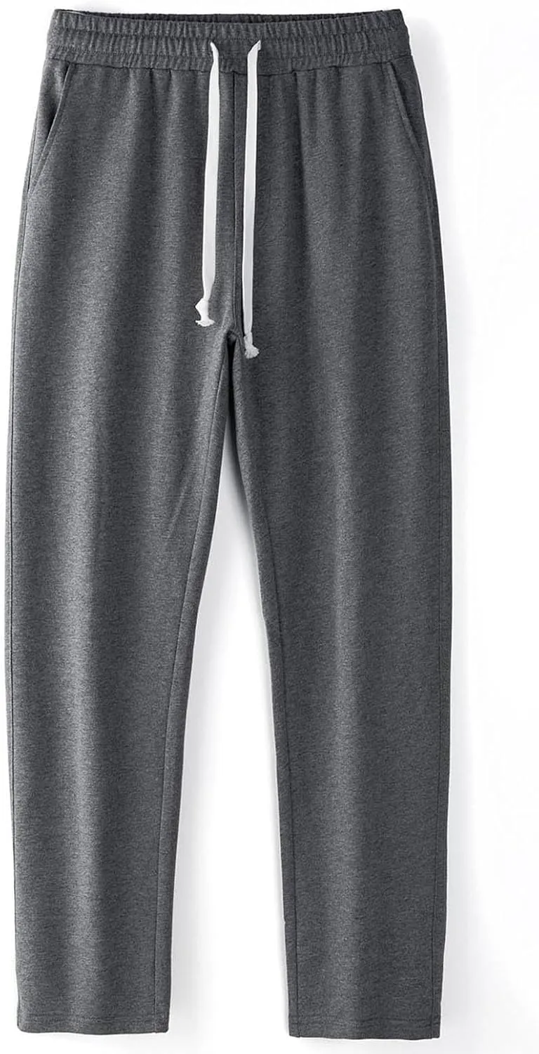 Relaxed Fit Pants Men Casual Elastic Waist Straight Leg Daily Wear Drawstring Lounge Streetwear Bottoms