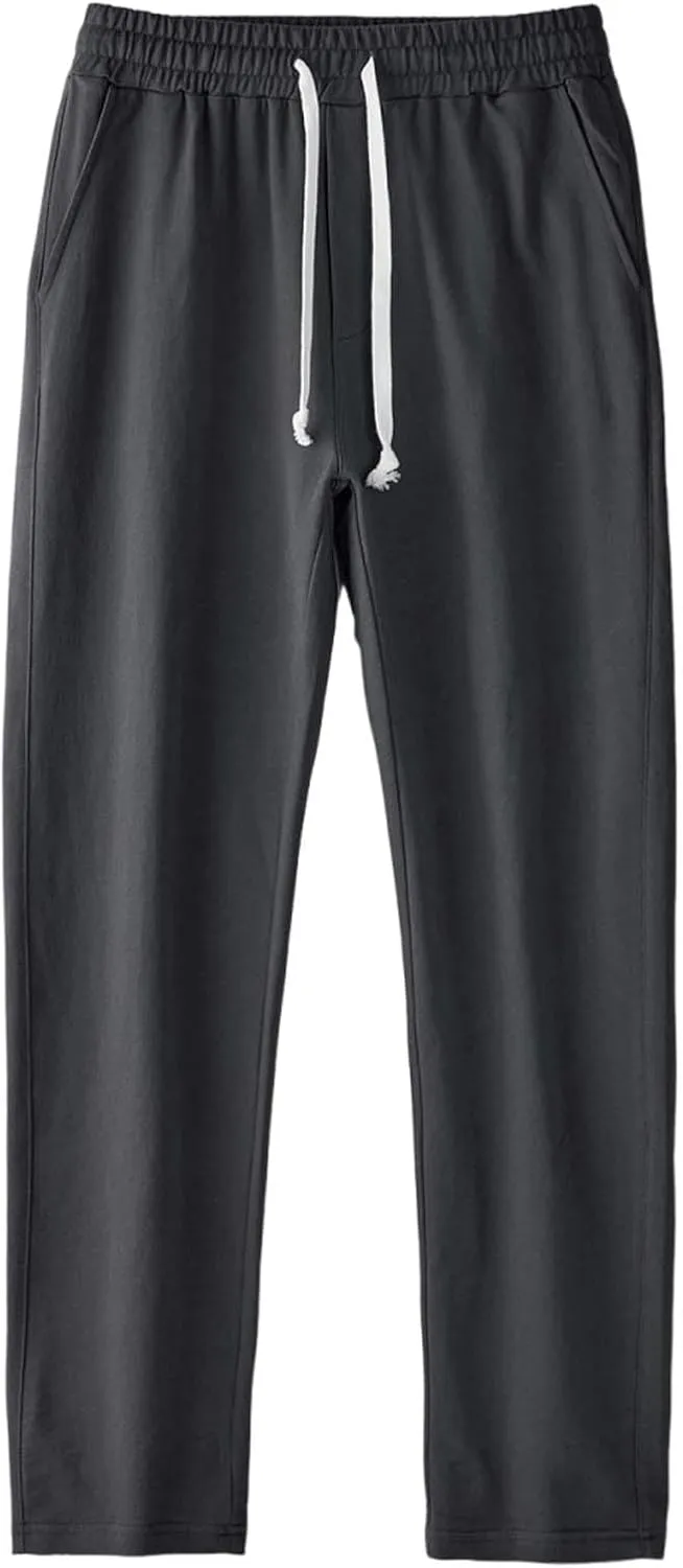 Relaxed Fit Pants Men Casual Elastic Waist Straight Leg Daily Wear Drawstring Lounge Streetwear Bottoms