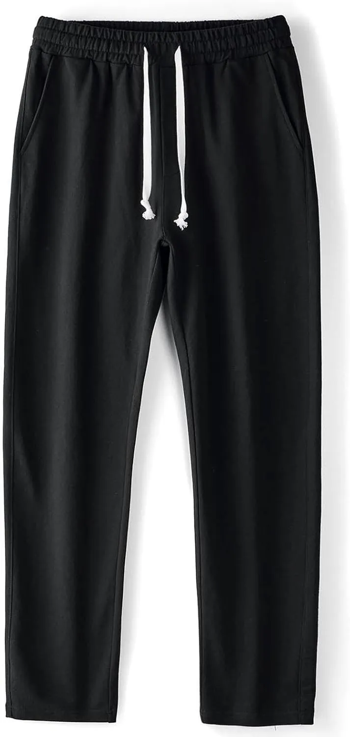 Relaxed Fit Pants Men Casual Elastic Waist Straight Leg Daily Wear Drawstring Lounge Streetwear Bottoms
