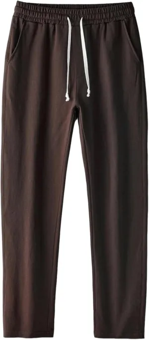 Relaxed Fit Pants Men Casual Elastic Waist Straight Leg Daily Wear Drawstring Lounge Streetwear Bottoms