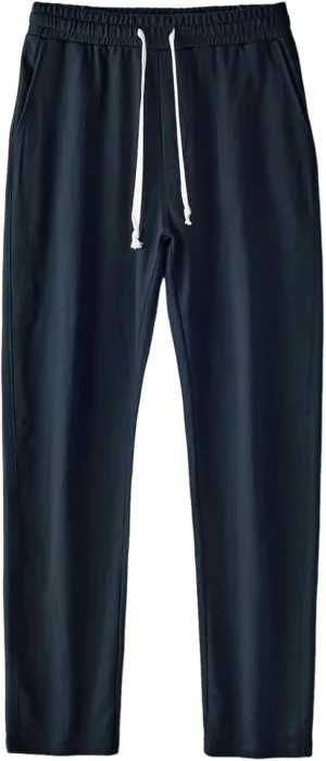 Relaxed Fit Pants Men Casual Elastic Waist Straight Leg Daily Wear Drawstring Lounge Streetwear Bottoms