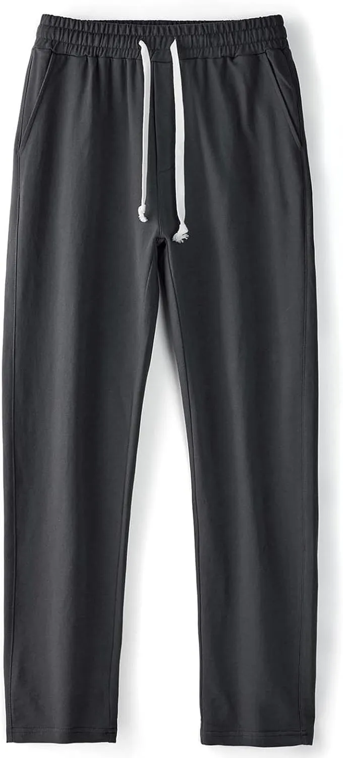 Relaxed Fit Pants Men Casual Elastic Waist Straight Leg Daily Wear Drawstring Lounge Streetwear Bottoms