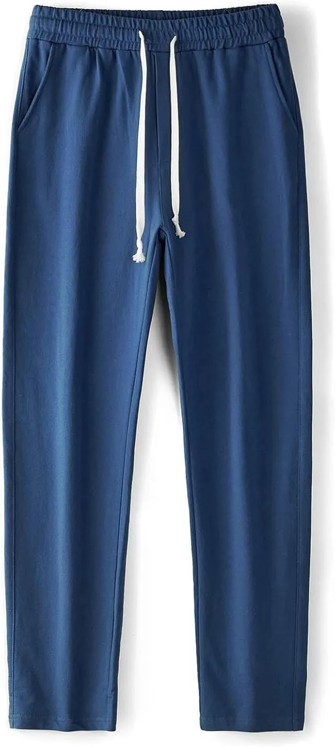 Relaxed Fit Pants Men Casual Elastic Waist Straight Leg Daily Wear Drawstring Lounge Streetwear Bottoms