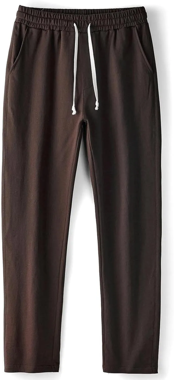Relaxed Fit Pants Men Casual Elastic Waist Straight Leg Daily Wear Drawstring Lounge Streetwear Bottoms