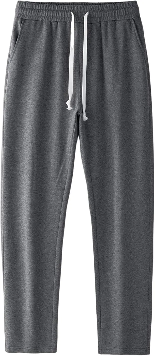 Relaxed Fit Pants Men Casual Elastic Waist Straight Leg Daily Wear Drawstring Lounge Streetwear Bottoms