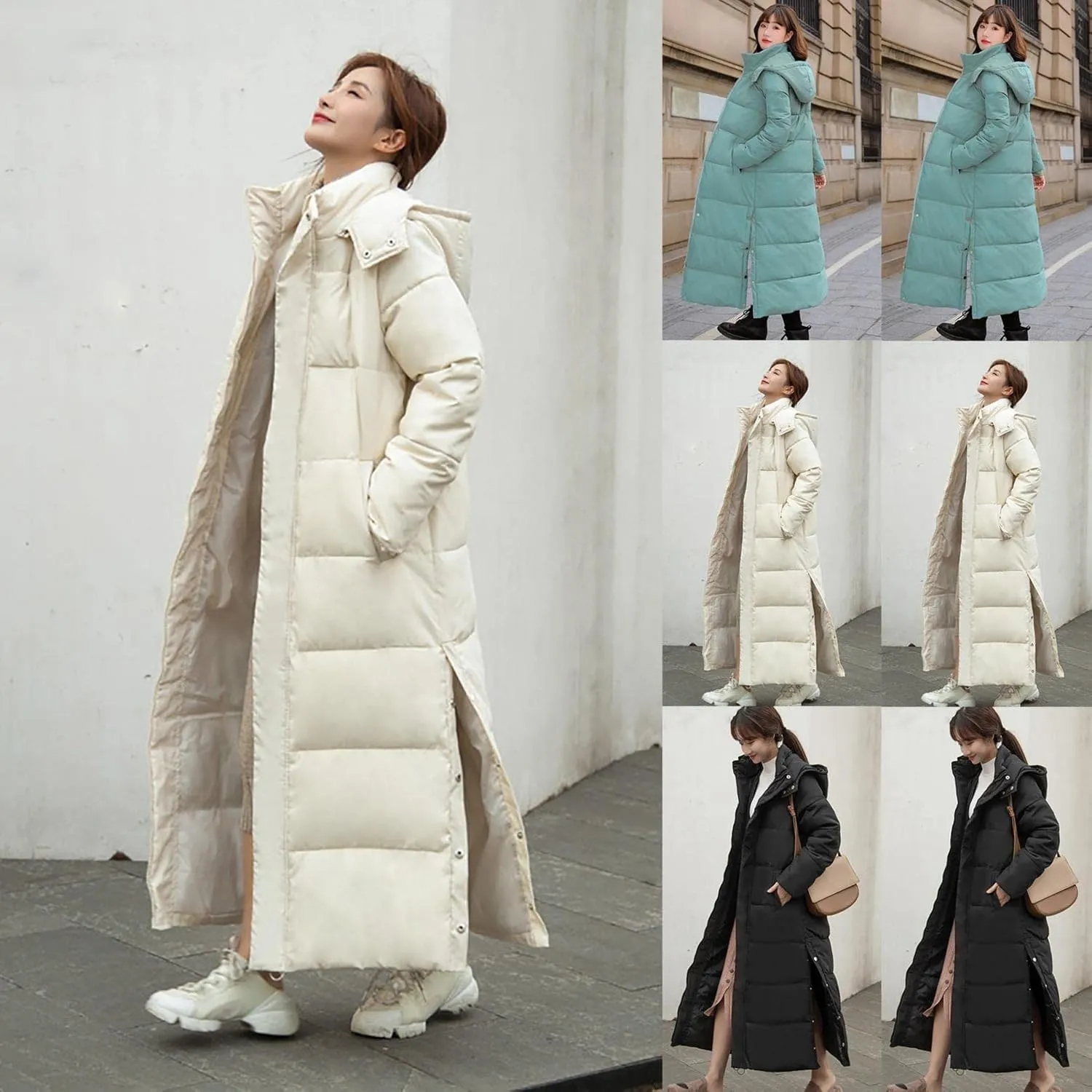 RKSTN Down Vest Sleeveless Puffer Jacket for Women Long Winter Coats Vest with Hood Warm Down Coat Outdoor Zipper Outerwear