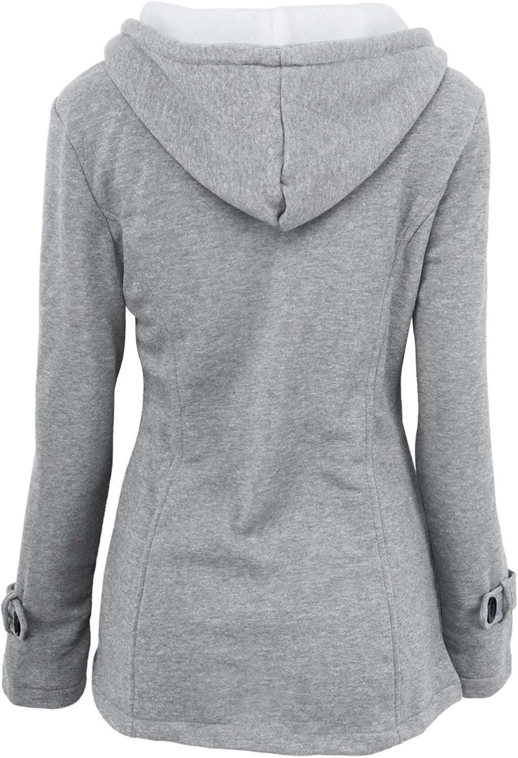 RKSTN Plus Size Winter Coats for Women Horn Buttons Hooded Jacket Warm Fleece Lined Hoodies Sweater Thicken Padded Overcoat