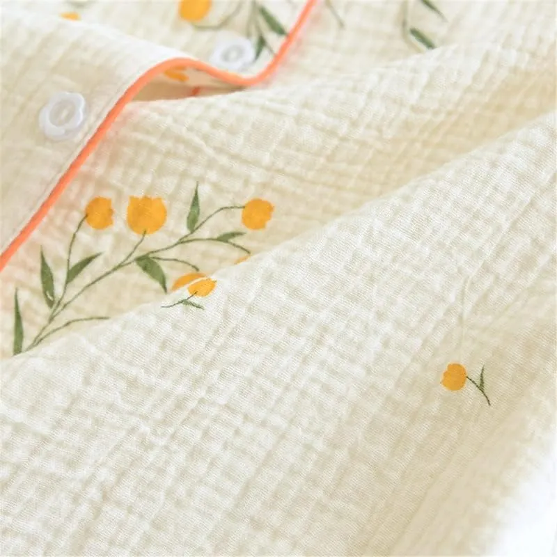 Shanghai Story Women's Cotton Pajamas Set Short Sleeve Sleepwear Button-Down Nightwear Long Pants Pj Lounge Sets Pajamas